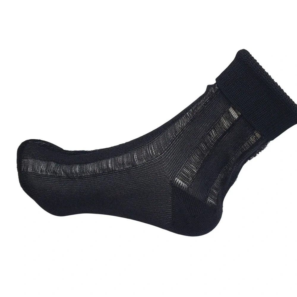 Black Lightweight Ankle Socks Medium Cuffed Caviar B.Ella Viscose NWT Cristabell